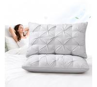Cooling Pillow for Adults, Marshmallow Cloud Pillow with Cool-Touch Quilted Surface, Soft Fluffy Bed Pillow with Polyester Fibre Filling, Summer Pillow for Side and Back Sleepers, Bedroom (Grey_B)