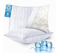 Cooling Pillows Queen Size Set of 2, Shredded Memory Foam Pillows, Adjustable Firm Bed Pillows Cool Cold Pillow for Hot Side Back Stomach Sleepers with Removable Washable Cover, 20" x 30", White