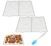 Cooling Rack, 2 Pcs Baking Cooling Racks with Bake Brush, Stainless Steel Wire Grill Rack for Oven, Cake Bread Meat Cooking, 30 x 20.5 cm