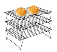 Cooling Rack - Folding Drying Tray, Stackable Racks, For Home Kitchen, Commercial Use, Cooking, Ovens, Pastries, Stainless Steel, Space-Saving, Professional