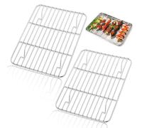 Cooling Rack Set of 2, 100% Stainless Steel BBQ Grill Set, Small Grill Wire Rack for Oven Roasting Baking Cooking Healthy & Dishwasher Safe