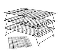Cooling Rack - Stainless Steel Tray, Stackable Drying Tray, Foldable Cooling Shelf, 13.3 Inches, Wire Cooling Shelves for Commercial Use in the Kitchen, Home, Bakery, Non-Adhesive, Pack of 3