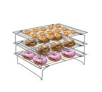 Cooling Racks for Baking, 3 Tier Stackable Nonstick Stainless Steel Baking Cooling Grill Tray Baking Rack Stacker for Biscuit Cake Bread, Oven Rack Large with No Artificial Coatings