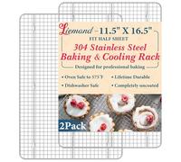 Cooling Racks for Cooking and Baking-11.5"x16.5" Oven Safe Premium Stainless Steel Heavy Duty Baking Rack Tight-Wire, Fits Half Sheet Pan for Roasting & Grilling & Cooking-Set of 2