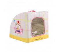 Cooling Shelter Pet House Bed Cave Hut Made With Oxford Cloth And Cushion Lining Boxed Structure With Rounded Front And Clear Window Trim Suitable For, Yellow Plaid, Medium 51 40 35cm