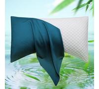 Cooling Side Sleeper Pillow Cases - Curved Rayon Derived from Bamboo Pillowcase Cover - Breathable Cool Silky Soft Pillowcase for Hot Sleepers Hair and Skin, Queen Size 1 Piece, 20 * 30 Inches Teal