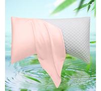 Cooling Side Sleeper Pillow Cases - Curved Rayon Derived from Bamboo Pillowcase Cover- Breathable Silky Soft Pillowcase for Hot Sleepers Hair and Skin, Queen Size 1 Piece, 20 * 30 Inches Pink