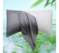 Cooling Side Sleeper Pillow Cases - Curved Rayon Derived from Bamboo Pillowcase Cover- Breathable Silky Soft Pillowcase for Hot Sleepers Hair and Skin, Queen Size 1 Piece, 20 * 30 Inches Dark Grey