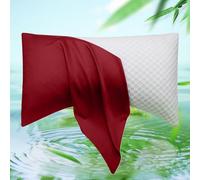 Cooling Side Sleeper Pillow Cases - Curved Rayon Derived from Bamboo Pillowcase Cover- Breathable Silky Soft Pillowcase for Hot Sleepers Hair and Skin, King Size 1 Piece, 20 * 36 Inches Red