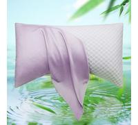 Cooling Side Sleeper Pillow Cases - Curved Rayon Derived from Bamboo Pillowcase Cover- Silky Soft Pillowcase for Hot Sleepers Hair and Skin, Queen Size 1 Piece, 20 * 30 Inches Light Purple