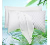 Cooling Side Sleeper Pillow Cases Queen Size Set of 2 - Curved Rayon Derived from Bamboo Pillowcase Cover- Breathable Cool Silky Soft Pillowcase for Hot Sleepers Hair and Skin 20 * 30 Inches White