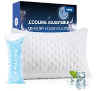 Cooling Side Sleeper Pillow for Adults, Firm Bed Pillow for Side Sleepers Neck and Shoulder Pain, Luxury Shredded Memory Foam Pillow Set of 1- Adjustable King Size- Washable Cover Original White
