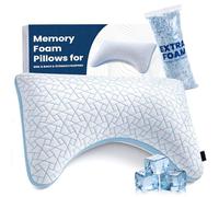 Cooling Side Sleeper Pillows for Neck and Shoulder Pain Relief, Shredded Memory Foam Pillow with Cervical Support, Adjustable Neck Bed Pillows for Restful Sleep, Breathable Washable Cover, Queen Size