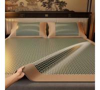Cooling Sleeping Mat, Double-Sided Bamboo and Rattan Woven Design, Foldable Air Conditioning Mat for Comfortable Bed Use