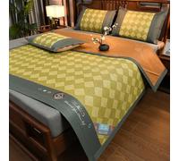 Cooling Sleeping Mat with Pillowcase, Foldable Rattan Bed Mat, Double-Sided Ice Silk Air Conditioning Mat for Dormitory and School