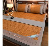 Cooling Sleeping Mat with Pillowcase, Foldable Rattan Bed Mat, Double-Sided Ice Silk Air Conditioning Mat for Dormitory and School
