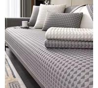 Cooling Summer Sofa Cover Ice Silk Washable Non-Slip Breathable Cushion Protector for Furniture (Gray 110x300cm)