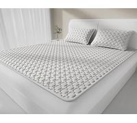 Cooling Thin Mattress Pad 3Pcs for Summer - Breathable Latex Quilted Ice Silk Mattress Topper Set Washable Foldable Bed Cover for Hot Sleepers Dorm School Home Travel
