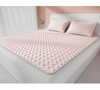 Cooling Thin Mattress Pad 3Pcs for Summer - Breathable Latex Quilted Ice Silk Mattress Topper Set Washable Foldable Bed Cover for Hot Sleepers Dorm School Home Travel