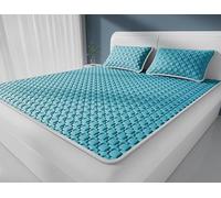 Cooling Thin Mattress Pad Pcs for Summer - Breathable Latex Quilted Ice Silk Mattress Topper Set Washable Foldable Bed Cover for Hot Sleepers Dorm School Home Travel