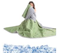 Cooling Throw Blanket for Hot Sleeper, Summer Cooling Blanket, 1 Count Soft Breathable Lightweight Blankets, Hot Flashes Night Sweats (light green,100 * 150 cm/39.37×59.06 in)