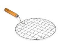 Cooling & Toasting Rack Set - Round Stainless Steel Wire Grill Racks with Wooden Handles, Open Grid Design for Cooling Cookies, Toasting Bread, Roasting Papad, Chapati, Roti