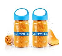 Cooling Towel 2 Pack Microfiber Ice Wrap for Neck Face Gym 100x30cm | Instant Chill Sports Towel, Sweat Wicking Fitness Cloth, Portable Cool Down Wrap, Breathable Summer Run Gear, Gym Essential