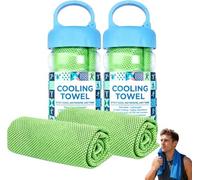 Cooling Towels for Heatwave, Cooling Towels for Hot Weather, Cooling Towel in a Bottle for Neck and Face, Ice Cool Microfibre Towel for Neck, Soft Breathable for Gym,Running & Hot Weather (Green*2)