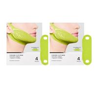 Cooling V-Line Lifting Gel Mask, 4-Pack - Infused with 1000ppm Cactus Extract & Aquaslim EX; Reduces Puffiness & Sculpts Jawline in a 30-Minute Treatment