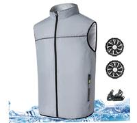 Cooling Vest with 2 USB Fans 3 Speeds Air Conditioned Jacket Breathable Fan Jacket Sun Protection Ice Cooling Vest with Zipper ＆ Pockets for Constrution, Fishing, Sport in Hot Summer M Cooling Vest
