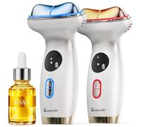 Cooling&Warm Face Sculpting Tool - Swancode 7-in-1 LED Therapy Face Massager Tool for Face&Neck Tightening&Lifting| Depuffing Wand for Puffiness| Electric Gua Sha|Cold Face Roller for Facial Skin Care