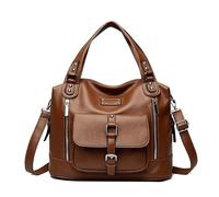 Coolives Women Hobo Shoulder Handbag with Strap in PU Leather Women's Top Handle Bag Woman Purse Shoulder Bags Crossbody Bag for Ladies Mother Brown