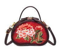 Coolives Women's small Crossbody Bag mini Handbag Ethnic Women Top Handle Bag in PU Leather Exotic Flower Ladies Purse Shoulder bag for Mother