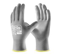 COOLJOB 12 Pairs Safety Work Gloves Pack Bulk with Grip PU Coating, 13 Gauge Seamless Knit Gloves with Polyurethane Dipped for Warehouse Working, Breathable Lightweight for Men Women, （Grey, Small）