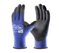 COOLJOB 12 Pairs Safety Work Gloves Pack Bulk with Grip PU Coating, 13 Gauge Seamless Knit Gloves with Polyurethane Dipped for Warehouse Working, Breathable Lightweight for Men Women, （Blue, Medium）