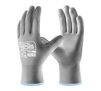 COOLJOB 12 Pairs Safety Work Gloves Pack Bulk with Grip PU Coating, 13 Gauge Seamless Knit Gloves with Polyurethane Dipped for Warehouse Working, Breathable Lightweight for Men Women, （Grey, Xlarge）