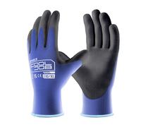 COOLJOB 12 Pairs Safety Work Gloves Pack Bulk with Grip PU Coating, 13 Gauge Seamless Knit Gloves with Polyurethane Dipped for Warehouse Working, Breathable Lightweight for Men Women, （Blue, Xlarge）