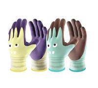 COOLJOB 2 Pairs Modal Toddler Work Gloves Ages 2-5, Rubber Coated Kids Gardening Gloves for Children, Ultra Soft Skin-friendly (Little Monster Series, Small S)