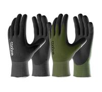 COOLJOB 6 Pairs Gardening Gloves for Men, Breathable Rubber Coated Work Gloves for Outside Tasks, Weeding, Landscaping, Black & Green (Half Dozen L)
