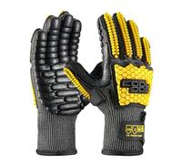 COOLJOB A6 Cut Resistant Gloves, Anti Vibration Work Gloves with TPR Impact Reduce Mittens, Palm Rubber Patch Shock Absorption for Mechanics, Construction and Heavy Duty Tasks, XXL