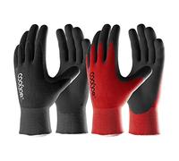 COOLJOB Gardening Gloves for Men, 6 Pairs Work Gloves Men, Durable Garden,Rubber Coated Safety Working for Power Grip, Men’s Large Size Fits Most, Black & Red (Half Dozen M)