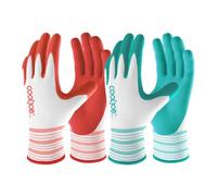 COOLJOB Gardening Gloves for Women, 6 Pairs Ladies, Comfortable Breathable Garden Gloves, Gardening Gift, Medium Size Fits Most, Red & Green (Half Dozen M)