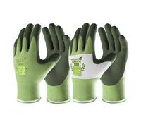 COOLJOB Kids Gardening Gloves for Age 6-8, 2 Pairs Recycled Polyester for Boys Girls, Breathable Rubber Coated Children's Work With Non-Slip Grip, Green & White (2 Pairs XS)