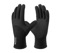 COOLJOB Thermal Work gloves for Men and Women, Winter Garden Gloves, Anti Slip 3/4 Coated Gardening Work Gloves with Soft Warm Terry Inner, Ideal for Car Washing, Fishing, Warehouse, Black, 1 Pair, L