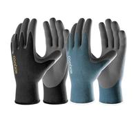 COOLJOB Touchscreen Gardening Gloves, 2 Pairs Breathable Nitrile Coated Unisex Work Gloves Men, Anti-Slip Grip for Gardening/DIY, Blue & Black, (2 Pairs L)