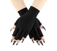COOLJOB UV Protection Gloves for Gel Nails, UPF50+ Fingerless Gloves for Manicure Nail Lamp, Sun Protection Gloves - Black, 1 Pair