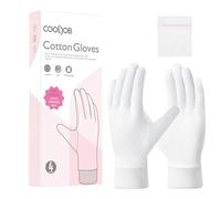 COOLJOB White Cotton Gloves with Snug-Fit Cuffs, for Dry Hands Moisturizing, Eczema Relief & Overnight SPA Treatment, Breathable Jewelry Coin Inspection Gloves (4 Pairs, Size XS)