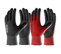 COOLJOB Work Gloves, 2 Pairs Gardening Gloves for Men, Breathable Rubber Coated Work, Working Large Size Fits Most, Black & Red (M)