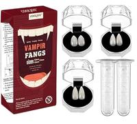 COOLJOY 3 Sizes Vampire Fangs Teeth with Adhesive Halloween Party Cosplay Props White Horror False Teeth Props Party Favors Cosplay Accessories
