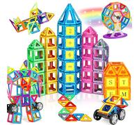 COOLJOY Magnetic Building Blocks, 117 PCS Magnetic Construction Set with Ferris Wheels, Letter & Number, Building Tiles Blocks For 3D Robot Car Plane With Booklet & Store Bag